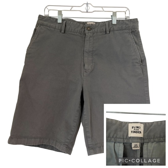 flint and tinder Other - Flint and Tinder Charcoal Gray Chino Shorts Mens‎ Sz 33 Flat Front Huckberry